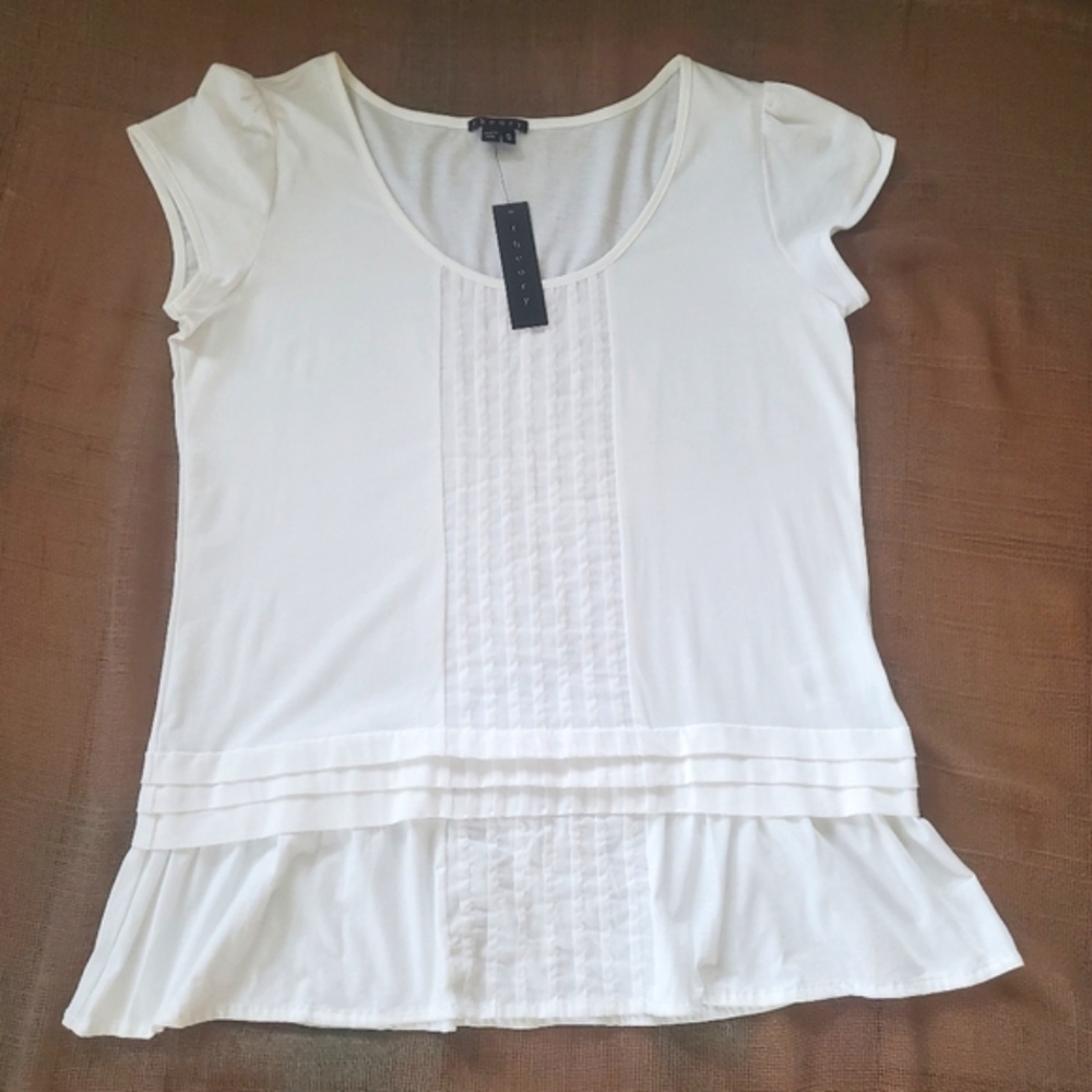 White Cotton Blouse By Theory,  M